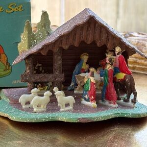Vintage Christmas Nativity Scene with box